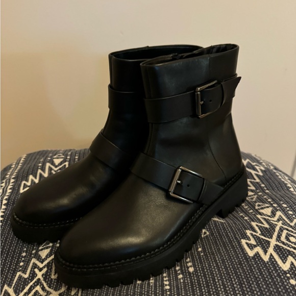 NWOT NORDSTROM Black Macombs Water Resistant Leather MOTO Boots size 7 - Picture 6 of 12